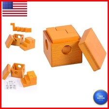 3D Wooden Cube Puzzles Geometric Brain Teaser Puzzle for Kids Adults - AHYUAN picture