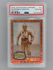 2022 Topps Star Wars Chrome Sapphire C-3PO Incredible Threepio Orange /25 PSA 10 picture