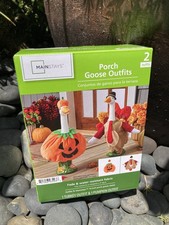 Mainstays Porch Goose Outfit Set 2pc Turkey & Pumpkin Fade/Water Resistant New  picture