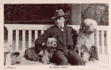 MR MARTIN HARVEY & DOGS-BRITISH STAGE ACTOR~BEAGLES PHOTO POSTCARD picture