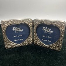 VTG Silver Plated 3.5x3.5 Photo Frame Heart Bows Butterfly Sweetheart Double picture