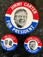 JIMMY CARTER 1976+80 FOR PRESIDENT VINTAGE POLITICAL PINBACK/BUTTONS LOT picture