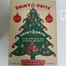 Vintage EMPTY BOX Shiny Brite Glass Christmas Tree Ornament Display Santa MCM picture