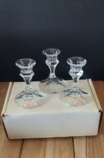 24% Lead Crystal Candle Holders 4.25” inches Tall Clear Made In USA picture