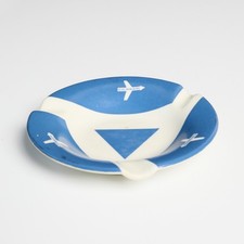 Vintage 1960s Swissair Ornamin 4135 Ashtray Blue White Switzerland Airline picture