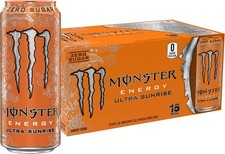 Monster Energy Ultra Sunrise, Sugar Free Energy Drink, 16 Fl Oz Pack of 15 New picture