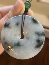 Genuine Grade A Burma Jadeite Jade 純天然翡翠A貨 老坑冰糯飘花 平安扣 細膩水頭足 帶國檢證書 picture