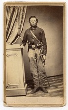 Civil War CDV of a heavily armed Union cavalryman, no backmark picture