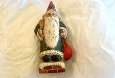 “Vintage 1998 Vaillancourt Folk Art Chalkware Father Christmas on Chimney #543.” picture