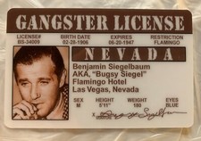 Bugsy Siegel Gangster novelty ID Card Godfather Capone Cosa Nostra Mafia Mob picture