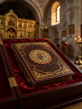 Leather Orthodox Bible With Jesus Christ Icon - Religious Book - Christian Gift picture