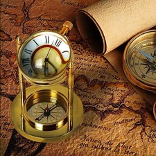 Classic Vintage Brass Table Clock Roman Numerals Elegant Desk Clock picture