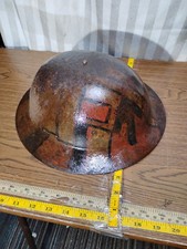 Antique 1914 Original World War I British Wwi Ww1 brodie Camo helmet Doughboy  picture