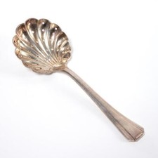 Ercuis Antique French Silver Plated Shell Bonbon Spoon 5.25