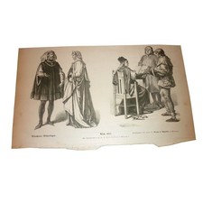 Antique Munchener Bilderbogen 437 German Costume Woodcut Braun Schneider Print picture