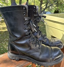 VTG 1981 German Army Combat Boots (Bundeswehr) Black Leather Size US 11.5 WRC picture
