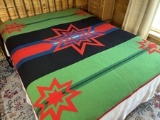 Pendleton Beaver State Sioux Star Wool Blanket Red Green Size 63”x72” Quilt picture