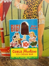 VINTAGE 1951 COBLE HOSTESS ICE CREAM BAR SIGN SODA FOUNTAIN KIDS TREATS GIFTS picture