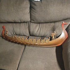 Vintage Mid-Century Syroco Viking Longship 1960 Wall Art 40” Faux Wood Plastic  picture