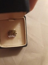 Fisher Body Pin GM Employee Service Award  10K Gold Three (3) Diamonds 2.04g picture