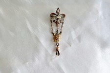 Exceptional Antique Ladies GF Watch Holder Pin Fob French Bulldog Dog picture