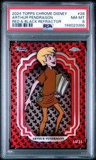 2024 Topps Chrome Disney #28 Arthur Pendragon Red & Black Refractor PSA 8 picture