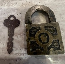 Vintage Padlock & Key 100+ Years Old in Working Condition Antique Gem LQQK picture