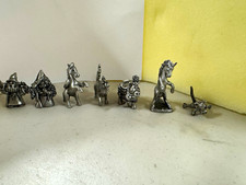 Lot of 7 Silver Tone Metal Fantasy Unicorn Figurine Hudson 1884 fine Pewter  picture