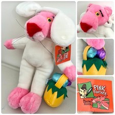 PINK PANTHER Plush Dressed as Easter Bunny w/ Eggs 90s United Artists NEW RARE picture