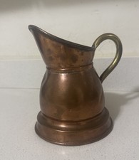 Antique French copper and brass pitcher/water jug 7.5” pre-owned picture