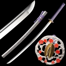Purple Handle Katana 1060 Carbon Steel Japanese Samurai Sword Full Tang Sharp picture