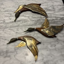 MCM Flying Geese, Wood w/Brass 3 PC Set picture