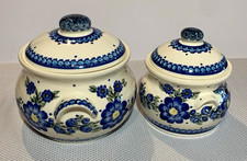 Ceramika Artystyczna Polish Pottery UNIKAT Lidded Jar Set Of 2 Signed M. Zik picture