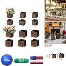 NUPTIO Small Wooden Box Centerpiece Brown Square 4