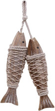Antique Wood Fish Decor Ornament Wall Hanging Decorative Sculpture picture