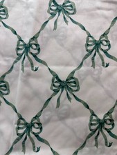 Vtg WAVERLY Decorator Fabric BOWS JOLIE Green/White CHINTZ 3 yds 6 in X 54 in picture