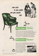 VTG 1947 Print Ad Firestone Velon Foamex Leather Green Cater Man Woman picture