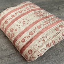 Vintage Fabric Velvet Terracotta Coral Cream Floral Striped Country Italian picture