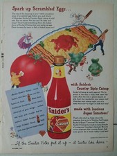 1945 Snider's country-style catsup spark up scrambled eggs vintage original ad picture