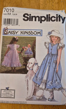 Simplicity Daisy Kingdom Girls' Dress & Doll Sewing Pattern 7010 - Vintage 1996 picture