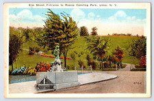 Utica NY New York Elm Street Entrance To Roscoe Conkling Park Vintage Postcard picture