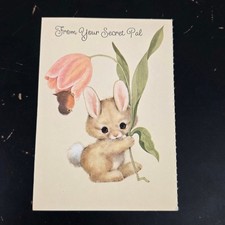 Vintage Hallmark Secret Pal Greeting Card Bunny Tulip Easter Unused picture