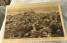 1 antique Cherbourg Postcard Panoramic View France port maritime vtg sepia rare picture