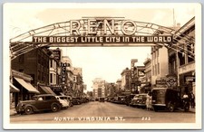 RPPC Street Scene North Virginia St Reno Nevada Classic Cars VINTAGE Postcard picture