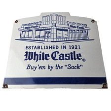 Vintage White Castle Sign - Fast Food Burgers Porcelain Advertising Gas Sign picture