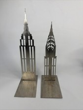 AMY HESS Vintage signed Chrysler & Empire State Building Sculptural Bookends picture