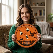 Halloween Anthropomorphic VINTAGE STYLE Moon Wooden Sign Wall Decor 8