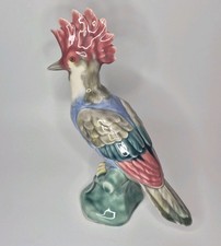 VTG Large Muted Majolica Glazed Ceramic Crested Perched Cockatoo Figurine 10