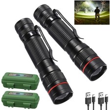 Wrrozz 2 Pack Small Mini LED Rechargeable B-2 pack, Black camping flashlight picture
