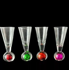 Paradise Shots Assorted Color Bottom Shot Glasses Lot Of 4 Handblown Hardware picture